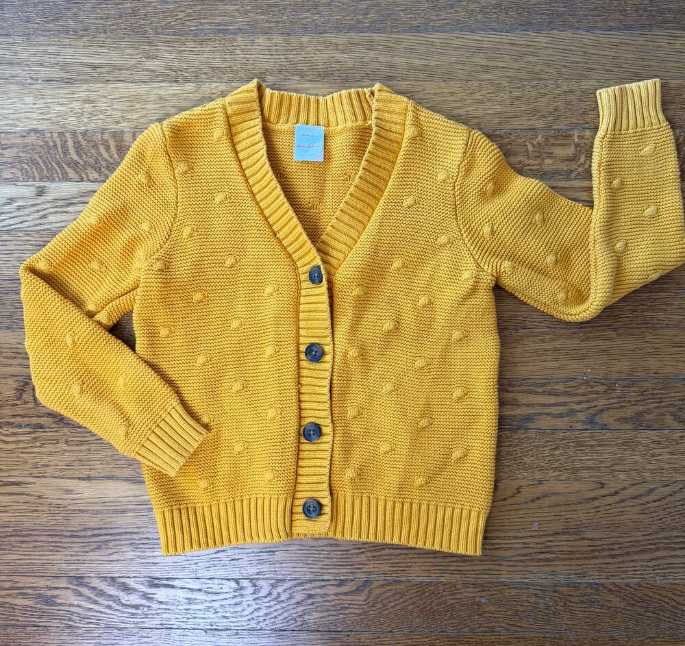 Hanna Andersson Girls' Mustard Yellow Cardigan Size 6-7